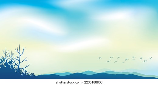 Amazing beautiful landscape vector background design, sky and mountains illustration. for posters, banners and others