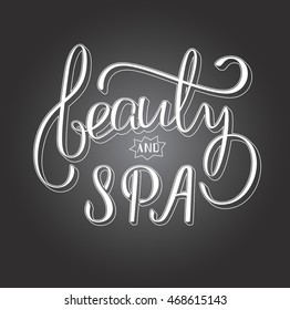 Amazing beauty and SPA lettering, vintage color and old school poster style in vector. Best for logotype, poster, postcard, advertising