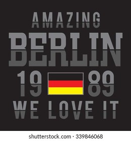 Amazing berlin typography, t-shirt graphics, vectors