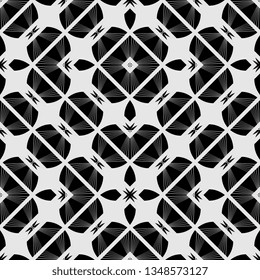 amazing black and white rounded geometric ornament in art deco style
