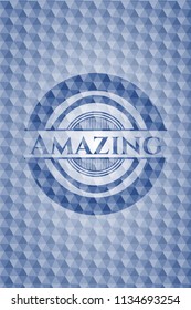 Amazing blue emblem with geometric background.