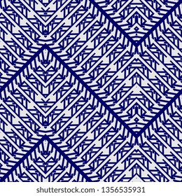 amazing blue seamless vector borders with ethnic motifs and geometrical ornaments