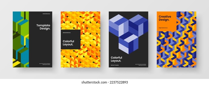 Amazing book cover vector design layout composition. Modern geometric pattern presentation illustration bundle.