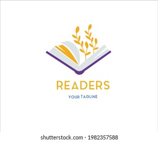 Amazing Book LOGO for Education Brands. Leaf in Book Vector illustration 