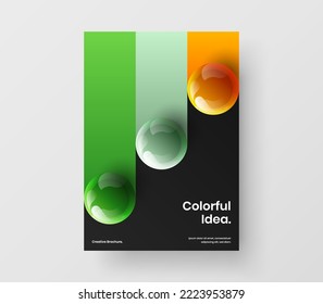 Amazing booklet A4 vector design illustration. Isolated 3D spheres cover template.