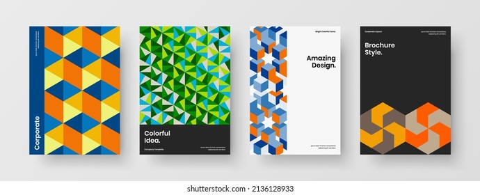 Increíble composición de ilustraciones vectoriales de diseño de folletos. Diseño de informe anual de baldosas geométricas de moda.