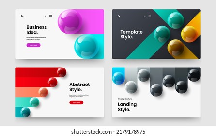Amazing booklet design vector illustration set. Unique realistic balls brochure concept collection.