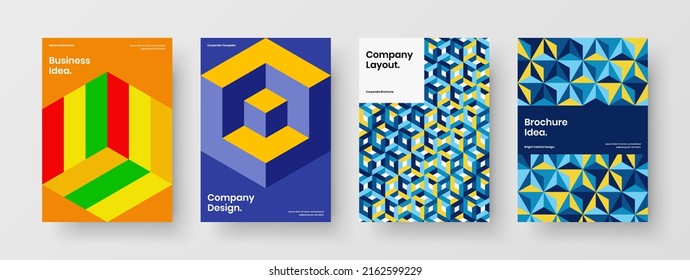Erstaunliche Broschüre A4 Design Vektorgrafik Vorlage Sammlung. Saubere Mosaikfliesen Buchdecken Konzept-Paket.