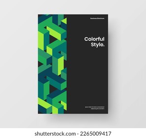 Amazing brochure A4 design vector concept. Fresh mosaic hexagons corporate identity illustration.