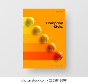 Amazing brochure design vector layout. Modern 3D spheres company cover illustration.