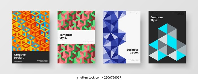Amazing brochure vector design concept bundle. Modern geometric shapes corporate cover template set.
