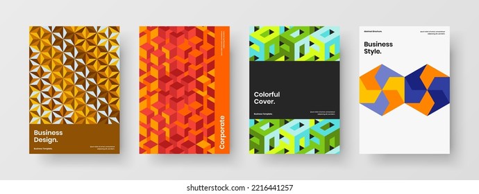 Amazing brochure vector design concept bundle. Simple geometric tiles booklet illustration composition.