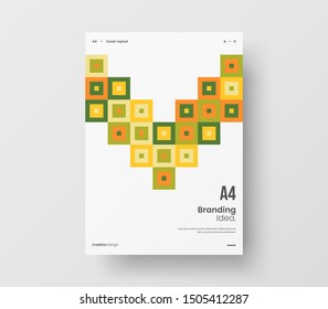 Amazing business presentation vector A4 vertical orientation front page mock up. Modern corporate report cover abstract geometric illustration design layout. Company identity brochure template.