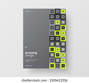 Amazing business presentation vector A4 vertical orientation front page mock up. Modern corporate report cover abstract geometric illustration design layout. Company identity brochure template.