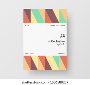 Amazing business presentation vector A4 vertical orientation front page mock up. Modern corporate report cover abstract geometric illustration design layout. Company identity brochure template.