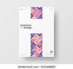 Amazing business presentation vector A4 vertical orientation front page mock up. Modern corporate report cover abstract geometric illustration design layout. Company identity brochure template.