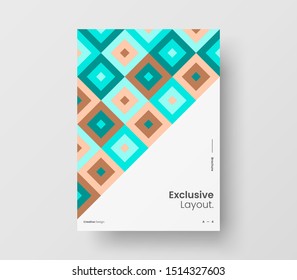 Amazing business presentation vector A4 vertical orientation front page mock up. Modern corporate report cover abstract geometric illustration design layout. Company identity brochure template.