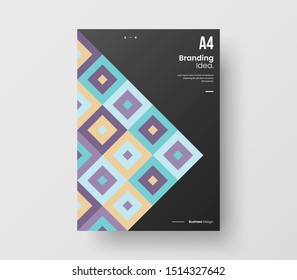 Amazing business presentation vector A4 vertical orientation front page mock up. Modern corporate report cover abstract geometric illustration design layout. Company identity brochure template.