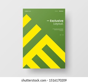 Impresionante presentación de negocio vectorial orientación vertical de la página principal se burla. Los informes corporativos modernos cubren el diseño de la ilustración geométrica abstracta. Plantilla del folleto de identidad de la empresa.