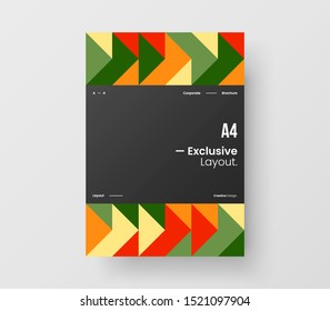 Amazing business presentation vector A4 vertical orientation front page mock up. Modern corporate report cover abstract geometric illustration design layout. Company identity brochure template.