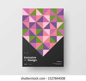 Amazing business presentation vector A4 vertical orientation front page mock up. Modern corporate report cover abstract geometric illustration design layout. Company identity brochure template.