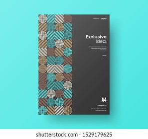 Amazing business presentation vector A4 vertical orientation front page mock up. Modern corporate report cover abstract geometric illustration design layout. Company identity brochure template.