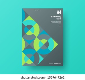 Amazing Business Presentation Vector A4 Vertical Orientation Front Page Mock Up. Modern Corporate Report Cover Abstract Geometric Illustration Design Layout. Company Identity Brochure Template.