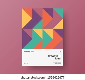 Amazing business presentation vector A4 vertical orientation front page mock up. Modern corporate report cover abstract geometric illustration design layout. Company identity brochure template.