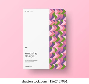 Amazing business presentation vector A4 vertical orientation front page mock up. Modern corporate report cover abstract geometric illustration design layout. Company identity brochure template.