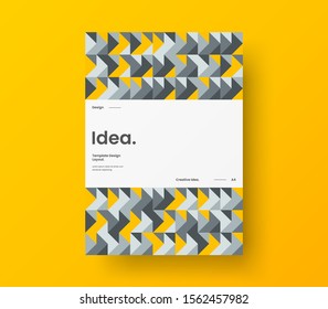 Amazing business presentation vector A4 vertical orientation front page mock up. Modern corporate report cover abstract geometric illustration design layout. Company identity brochure template.