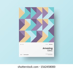 Amazing business presentation vector A4 vertical orientation front page mock up. Modern corporate report cover abstract geometric illustration design layout. Company identity brochure template.