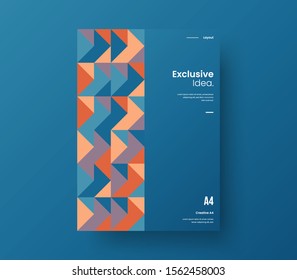 Amazing business presentation vector A4 vertical orientation front page mock up. Modern corporate report cover abstract geometric illustration design layout. Company identity brochure template.