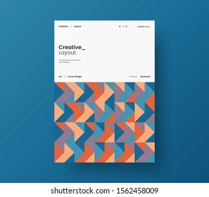 Amazing business presentation vector A4 vertical orientation front page mock up. Modern corporate report cover abstract geometric illustration design layout. Company identity brochure template.