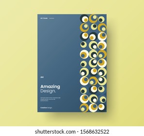 Amazing business presentation vector A4 vertical orientation front page mock up. Modern corporate report cover abstract geometric illustration design layout. Company identity brochure template.