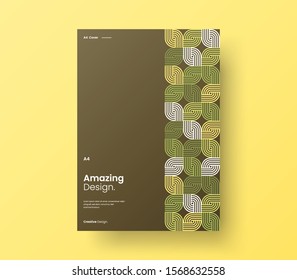 Amazing business presentation vector A4 vertical orientation front page mock up. Modern corporate report cover abstract geometric illustration design layout. Company identity brochure template.