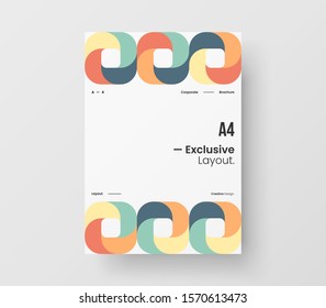 Amazing business presentation vector A4 vertical orientation front page mock up. Modern corporate report cover abstract geometric illustration design layout. Company identity brochure template.