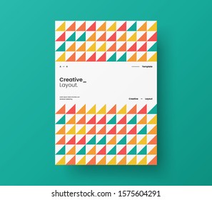 Amazing business presentation vector A4 vertical orientation front page mock up. Modern corporate report cover abstract geometric illustration design layout. Company identity brochure template.