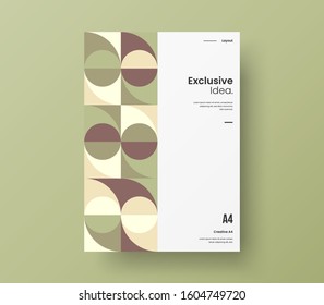 Amazing business presentation vector A4 vertical orientation front page mock up. Modern corporate report cover abstract geometric illustration design layout. Company identity brochure template.