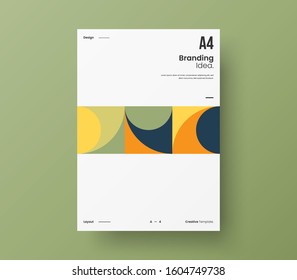 Amazing business presentation vector A4 vertical orientation front page mock up. Modern corporate report cover abstract geometric illustration design layout. Company identity brochure template.
