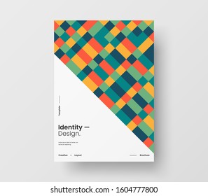 Amazing business presentation vector A4 vertical orientation front page mock up. Modern corporate report cover abstract geometric illustration design layout. Company identity brochure template.