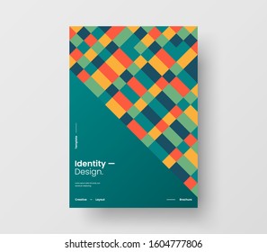 Amazing business presentation vector A4 vertical orientation front page mock up. Modern corporate report cover abstract geometric illustration design layout. Company identity brochure template.