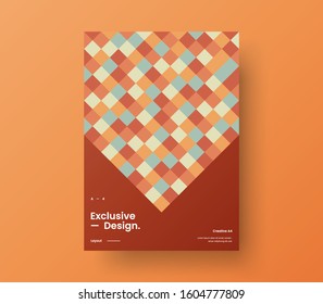 Amazing business presentation vector A4 vertical orientation front page mock up. Modern corporate report cover abstract geometric illustration design layout. Company identity brochure template.