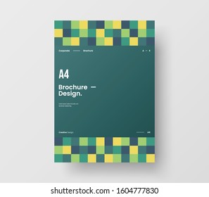 Amazing business presentation vector A4 vertical orientation front page mock up. Modern corporate report cover abstract geometric illustration design layout. Company identity brochure template.
