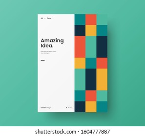 Amazing business presentation vector A4 vertical orientation front page mock up. Modern corporate report cover abstract geometric illustration design layout. Company identity brochure template.