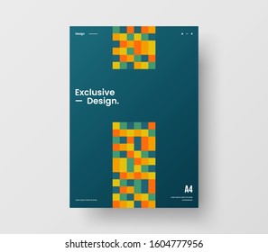 Amazing business presentation vector A4 vertical orientation front page mock up. Modern corporate report cover abstract geometric illustration design layout. Company identity brochure template.