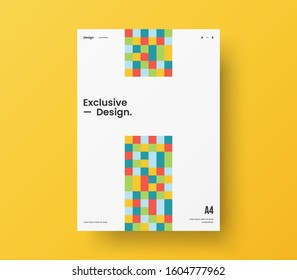 Amazing business presentation vector A4 vertical orientation front page mock up. Modern corporate report cover abstract geometric illustration design layout. Company identity brochure template.