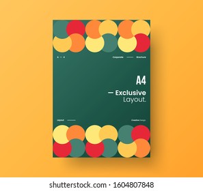 Amazing business presentation vector A4 vertical orientation front page mock up. Modern corporate report cover abstract geometric illustration design layout. Company identity brochure template.