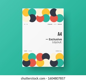 Amazing business presentation vector A4 vertical orientation front page mock up. Modern corporate report cover abstract geometric illustration design layout. Company identity brochure template.