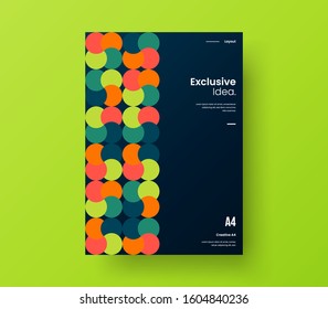 Amazing business presentation vector A4 vertical orientation front page mock up. Modern corporate report cover abstract geometric illustration design layout. Company identity brochure template.