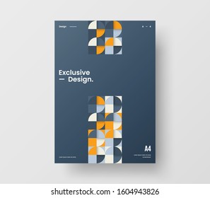 Amazing business presentation vector A4 vertical orientation front page mock up. Modern corporate report cover abstract geometric illustration design layout. Company identity brochure template.